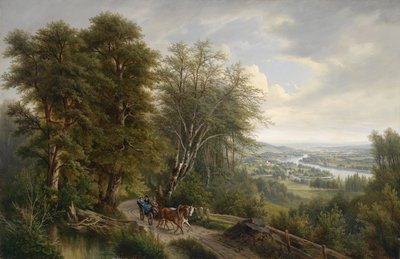 Grote Donau landschap met uitzicht op Nußdorf door Josef Burgaritzky